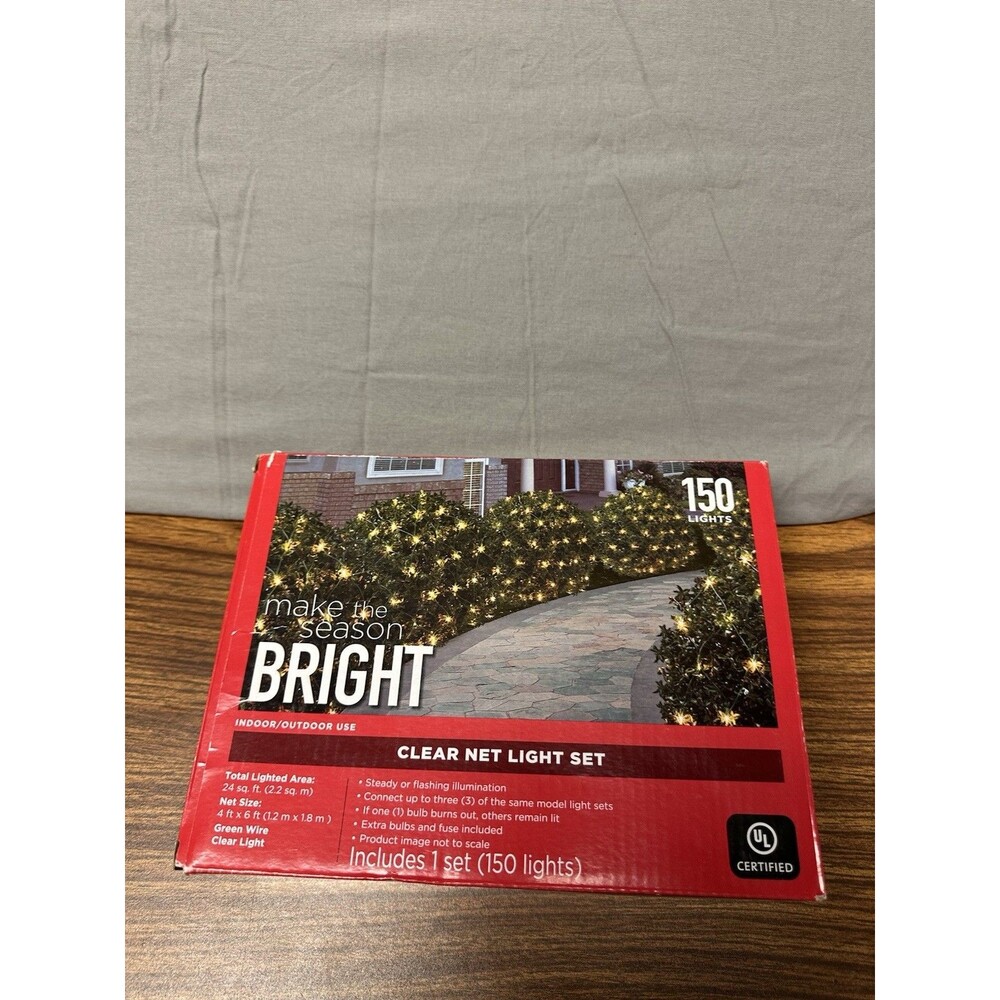 Make the Season Bright- Clear Net 150 Lights Set Steady